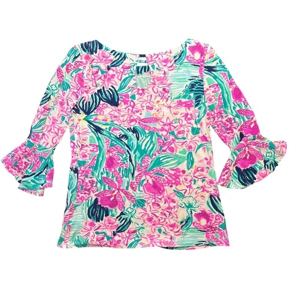 Lilly Pulitzer Colorful 3/4 Sleeve Top‎ Women's Size XS - Picture 5 of 6